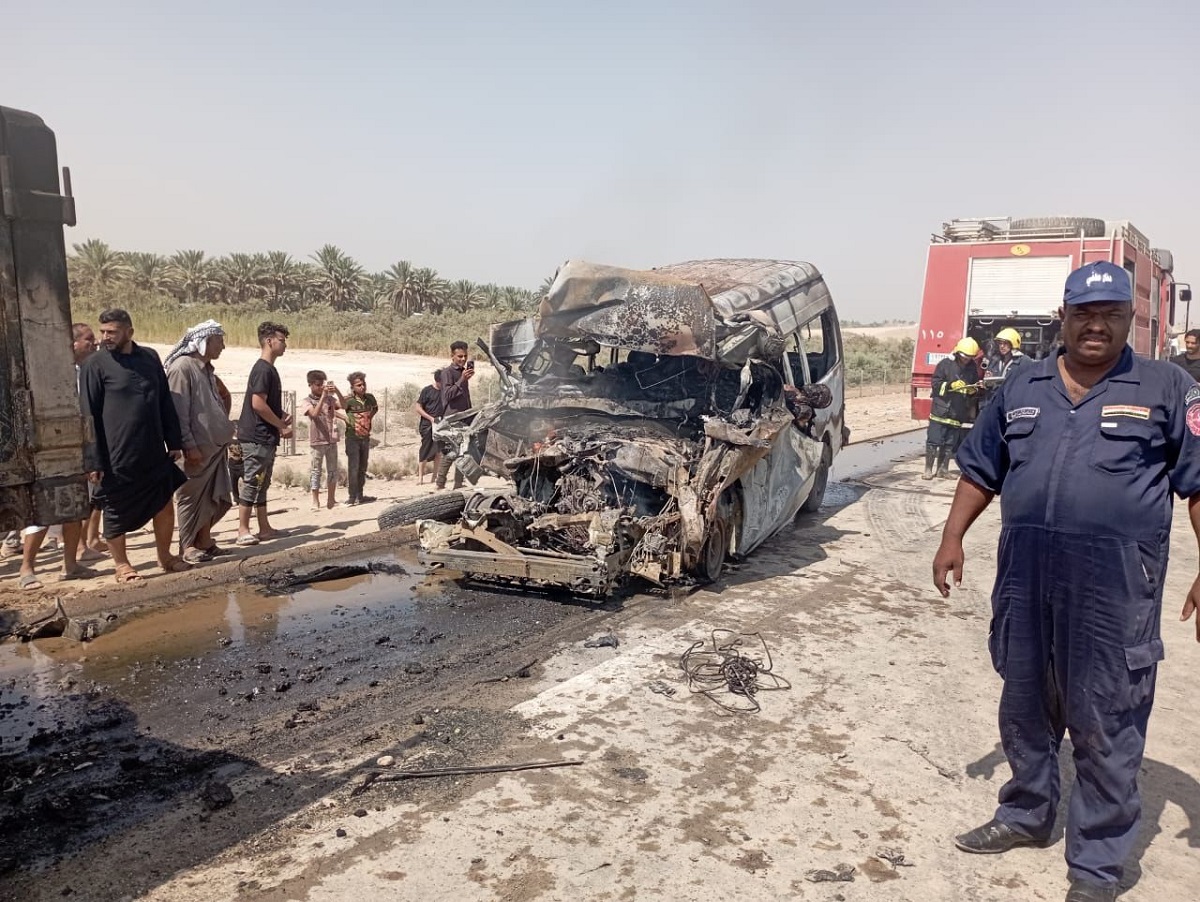 انفجار اتوبوس در پمپ بنزین عراق