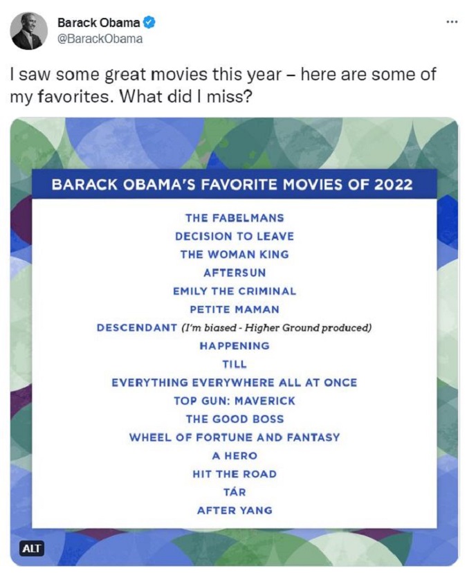 لیست بهترین فیلم های سال 2022 از نظر باراک اوباما