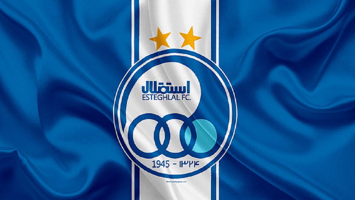 HD wallpaper esteghlal fc silk texture logo emblem blue silk flag iranian football club tehran iran football persian gulf pro league