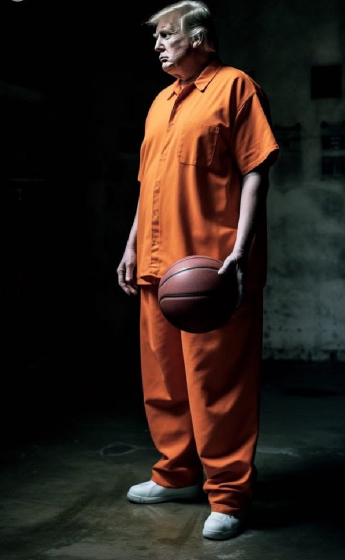 ترامپ در حال بسکتبال بازی کردن در زندان