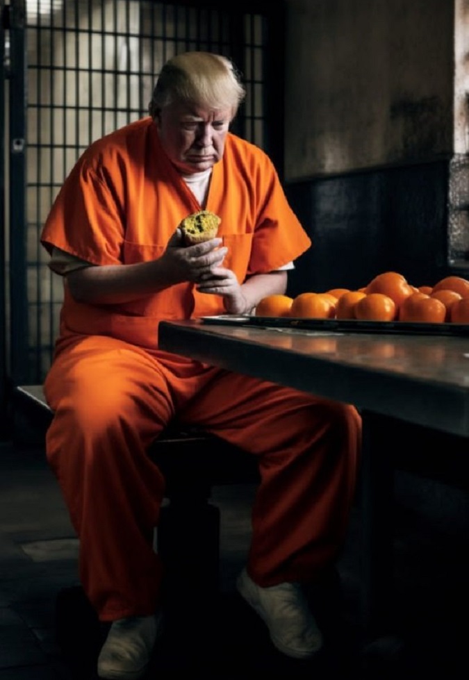 ترامپ در زندان در حال پرتقال خوردن